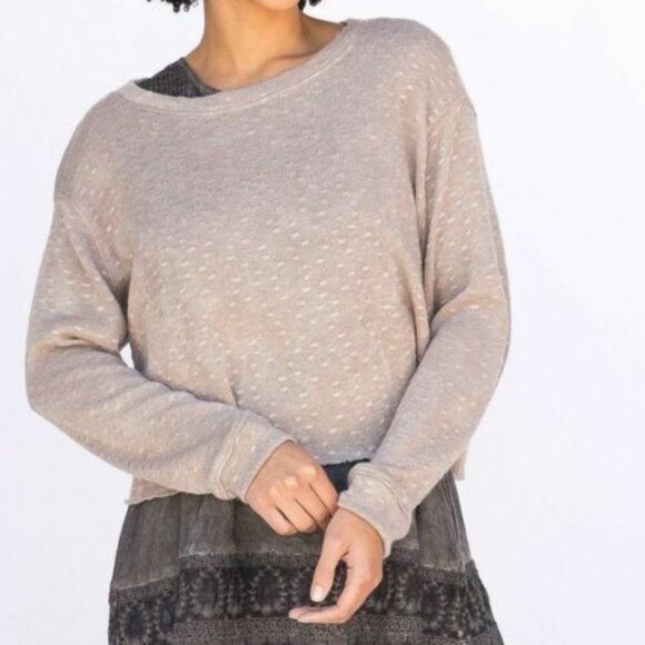 Agnes & Dora Sweater Women's Size Small Cropped Pullover Tan Knit - Picture 2 of 10